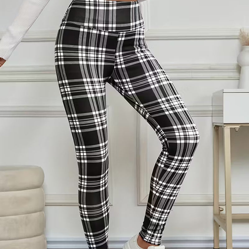 Estelyn - Leggings clásicos a cuadros con elastano
