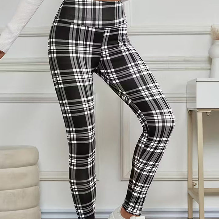 Estelyn - Leggings clásicos a cuadros con elastano