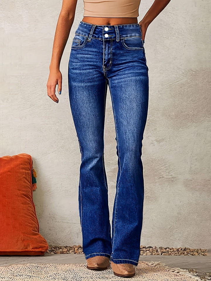 Evarra - Jeans acampanados de tiro alto con stretch suave