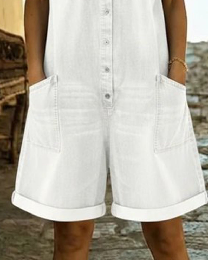 Ysmeria - Jumpsuit de mezclilla con botones al frente