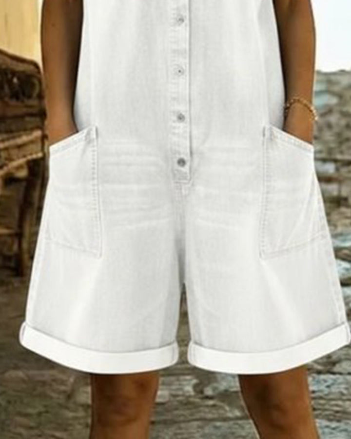 Ysmeria - Jumpsuit de mezclilla con botones al frente