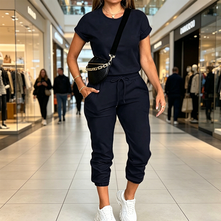 Tovelle - Conjunto de top casual y pantalón jogger