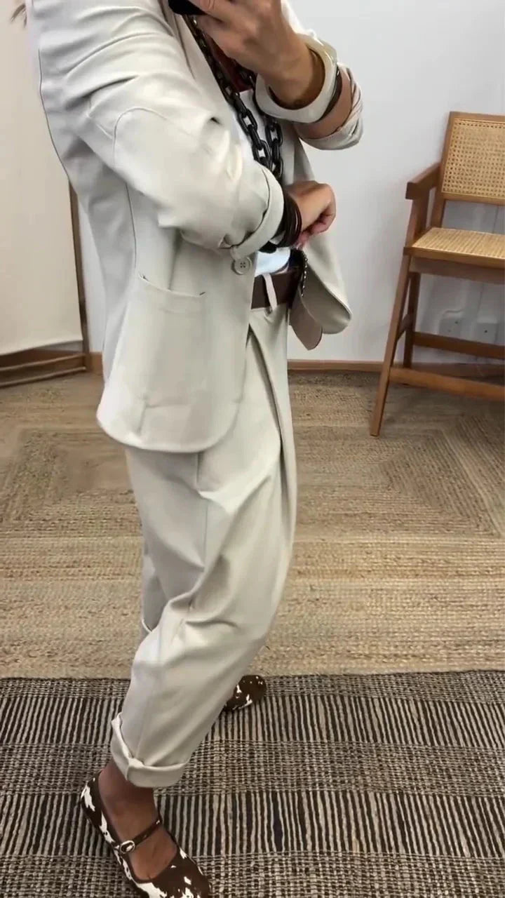Rosina - Conjunto de blazer y pantalón de tacto suave