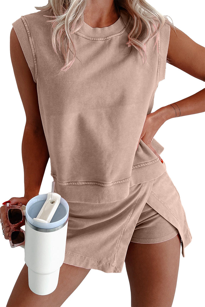 Jillian - Conjunto de top sin mangas y falda corta