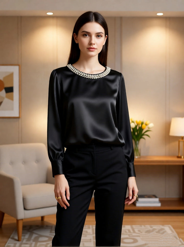 Avara - Blusa elegante con perlas
