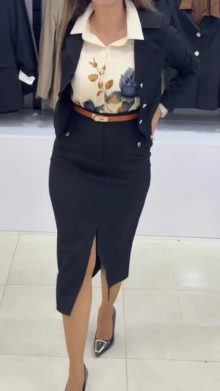 Xavina - Conjunto de blazer y falda hecho a la medida