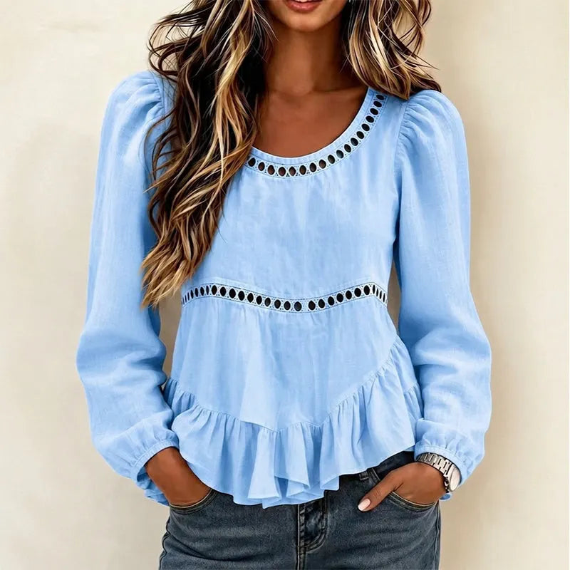 Genevelle - Blusa con holanes de tacto suave