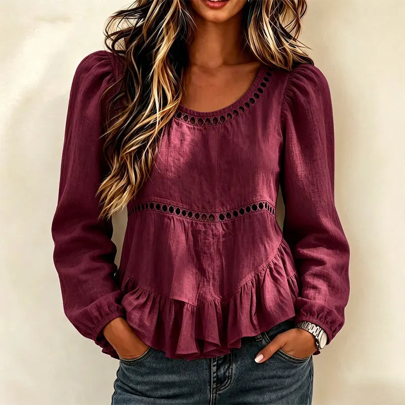 Genevelle - Blusa con holanes de tacto suave