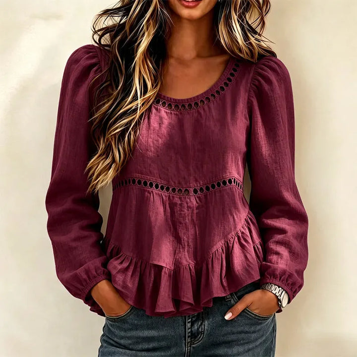 Genevelle - Blusa con holanes de tacto suave