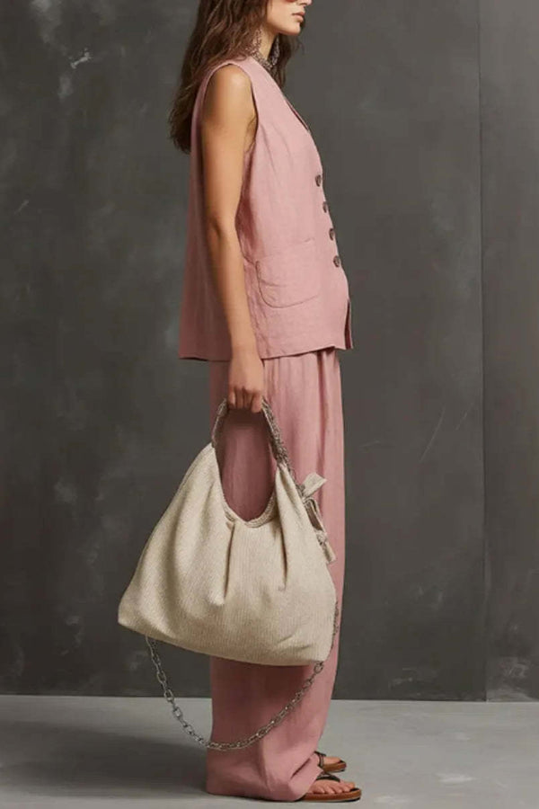 Heloise - Conjunto de chaleco transpirable y pantalón de pierna ancha