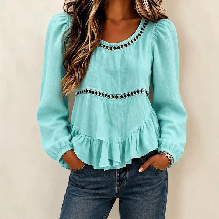 Genevelle - Blusa con holanes de tacto suave