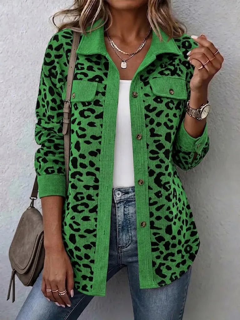 Miressia - Cárdigan abotonado con estampado animal