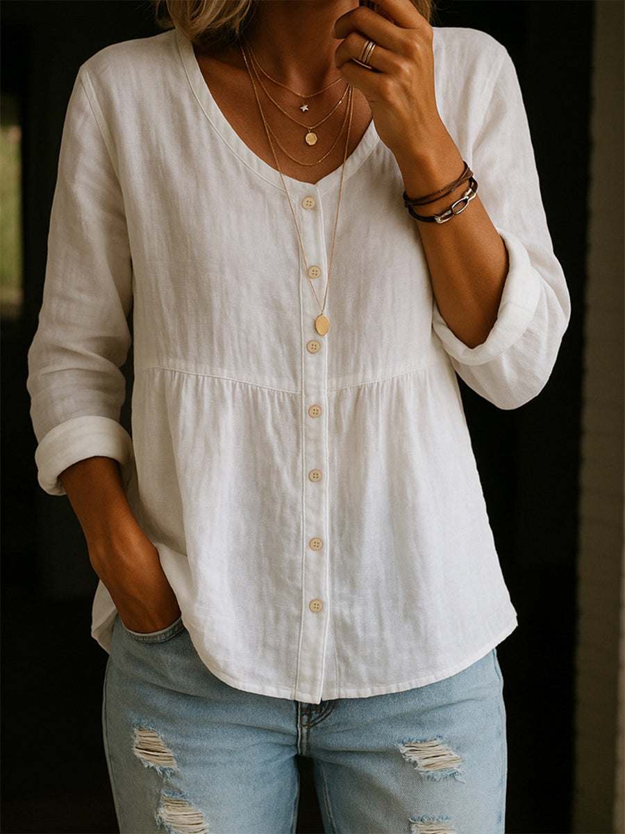 Elinna - Blusa abotonada con escote en V