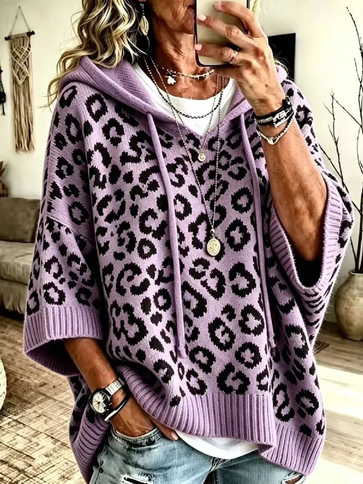 Jocasta - Suéter de punto con estampado de leopardo de corte oversize