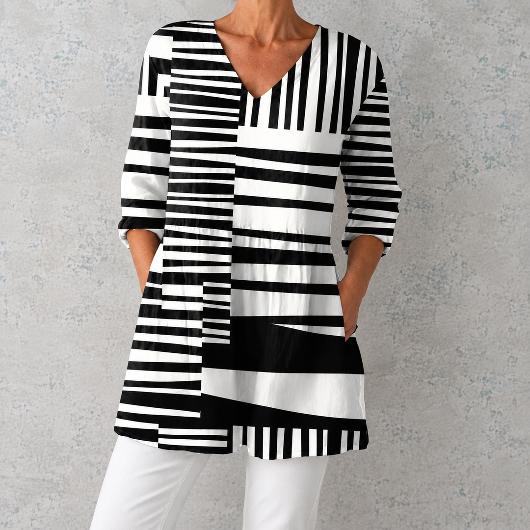 Savannah - Blusa larga con escote en V drapeado
