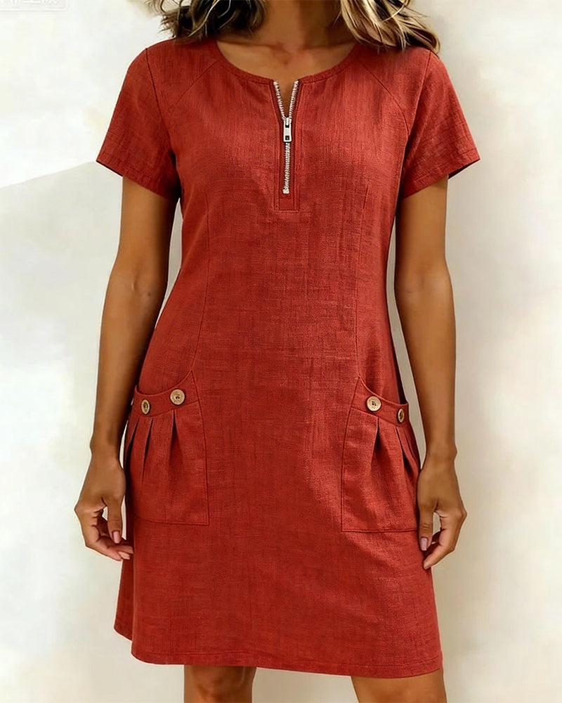 Dariae - Vestido de corte A de mezcla de lino