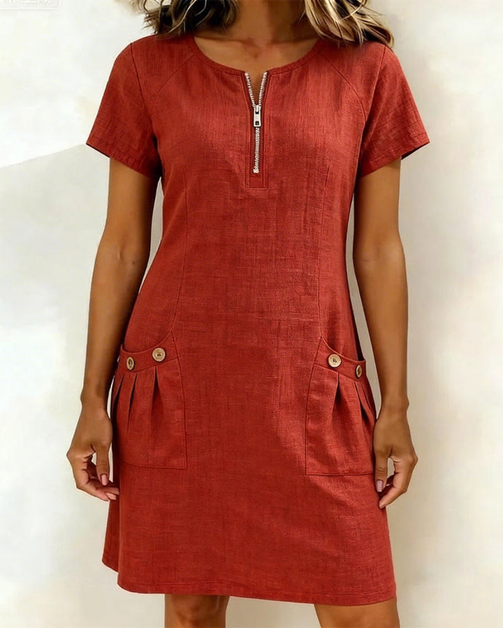 Dariae - Vestido de corte A de mezcla de lino