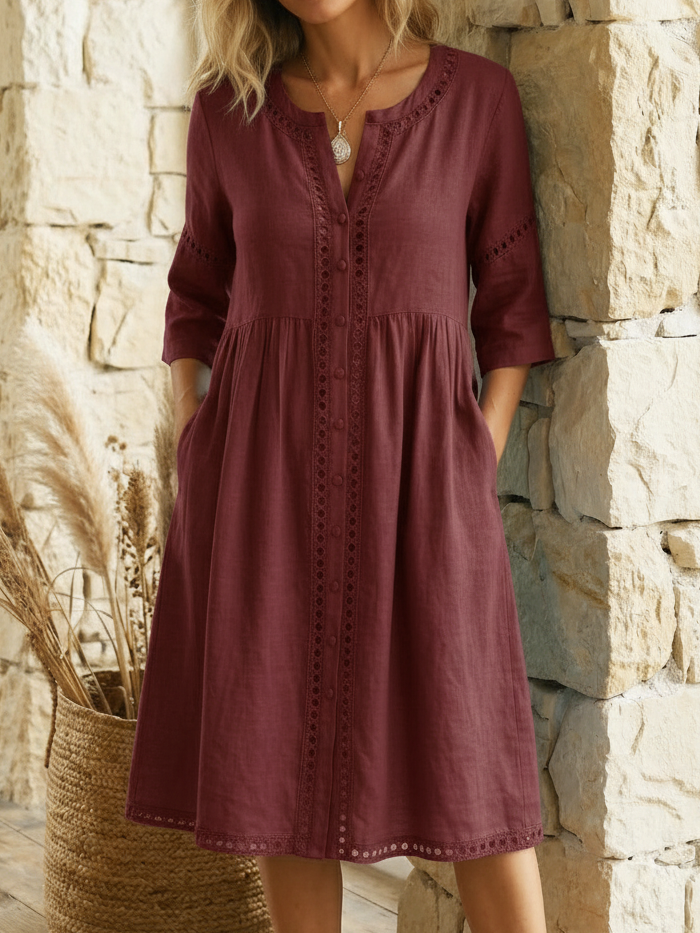 Harlow - Vestido midi de lino premium