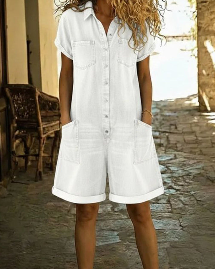 Ysmeria - Jumpsuit de mezclilla con botones al frente