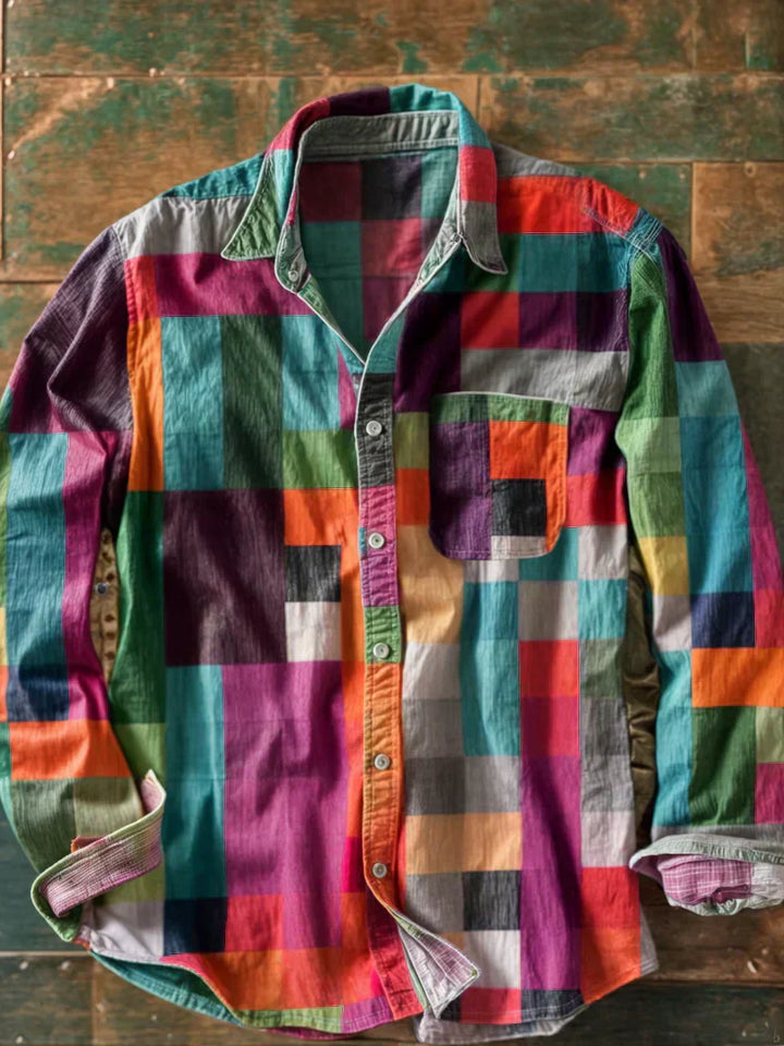 Jorvik - Camisa de patchwork suave al tacto