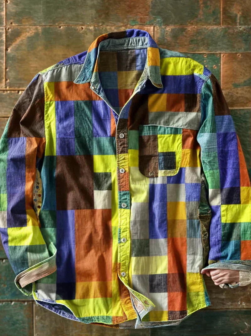 Jorvik - Camisa de patchwork suave al tacto