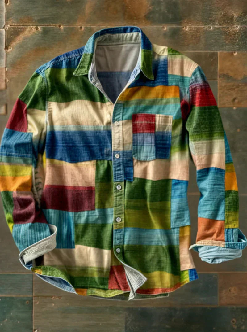 Jorvik - Camisa de patchwork suave al tacto