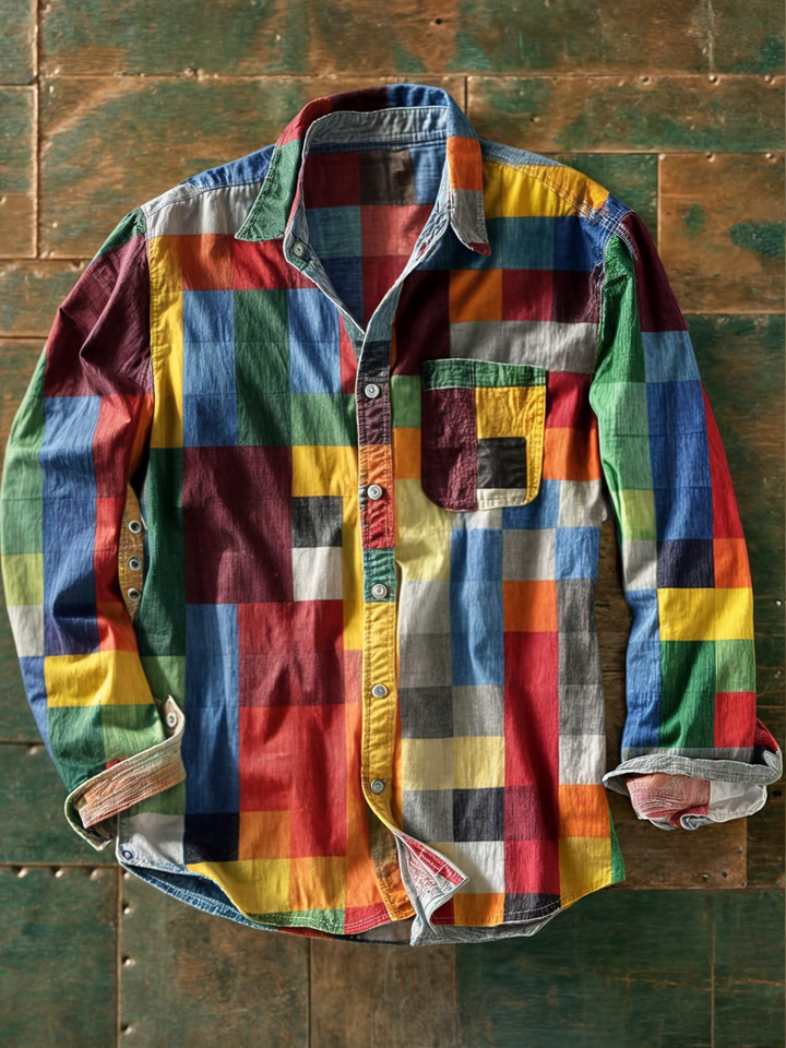 Jorvik - Camisa de patchwork suave al tacto
