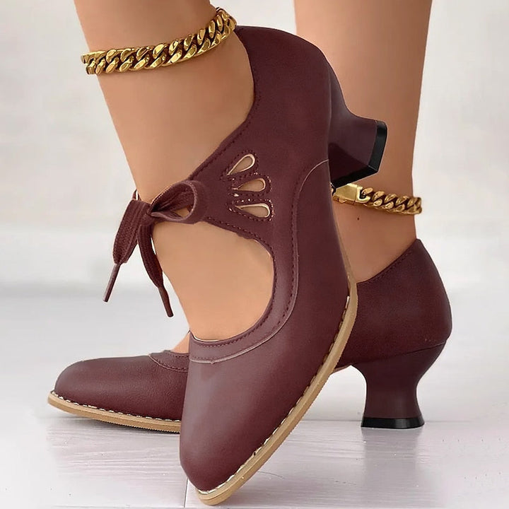 Veralyn - Zapatos de tacón kitten con agujetas vintage