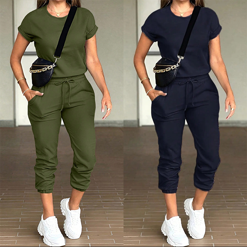 Tovelle - Conjunto de top casual y pantalón jogger