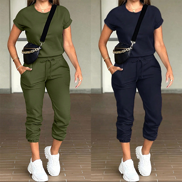 Tovelle - Conjunto de top casual y pantalón jogger