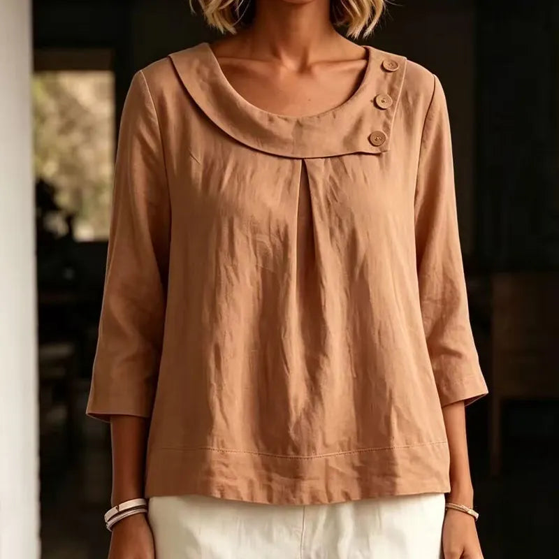 Brionelle - Blusa de lino suave al tacto