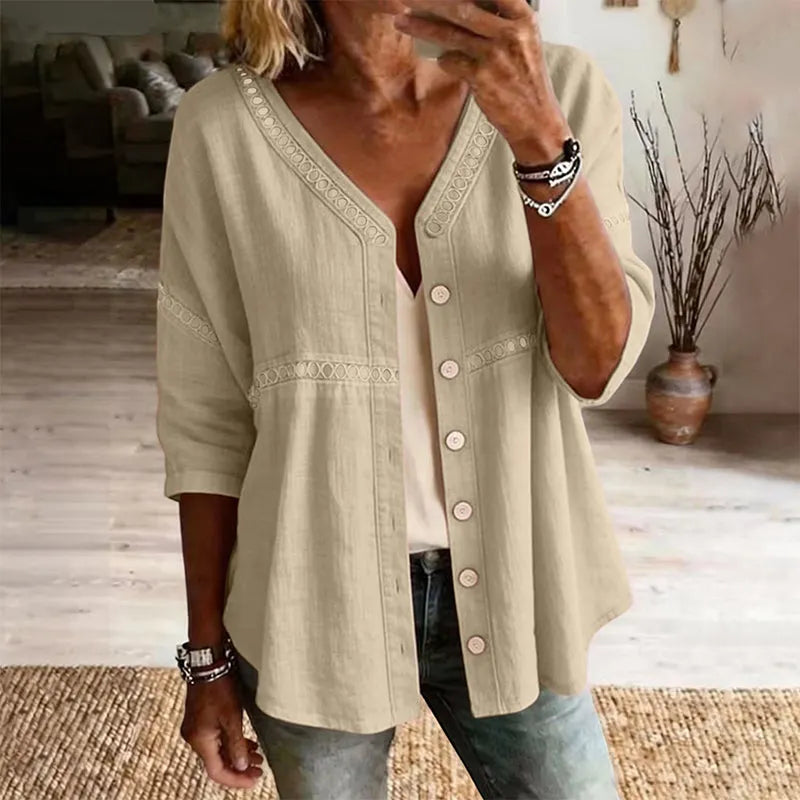 Ardena - Blusa bordada con botones