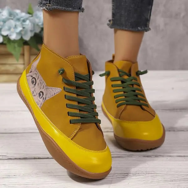 Zorelle - Botines cómodos con detalle de gato