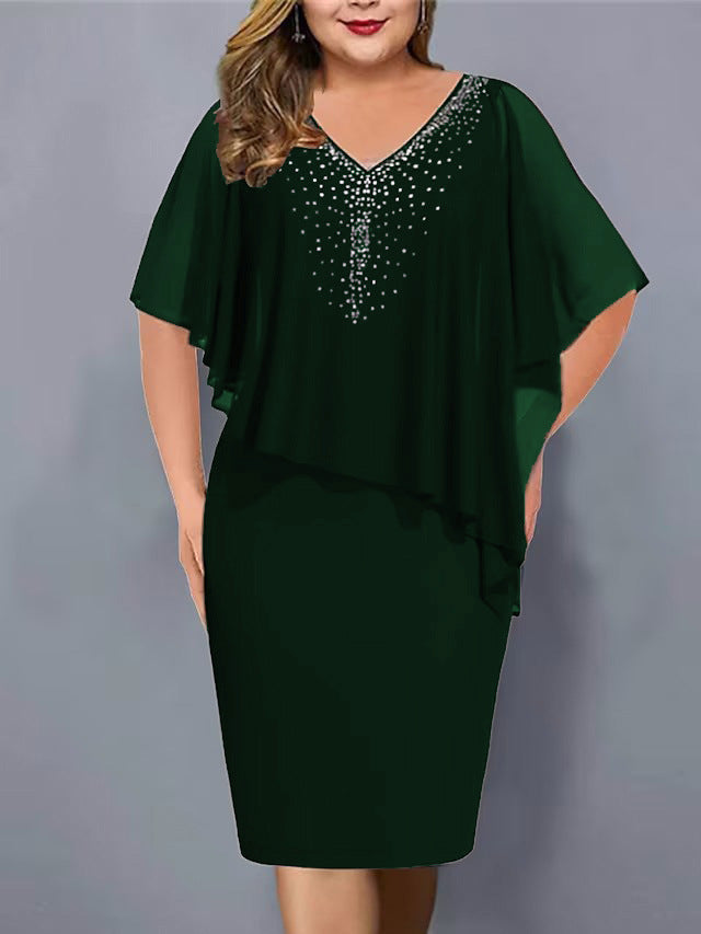 Lirienne - Vestido midi de viscosa con piedras preciosas