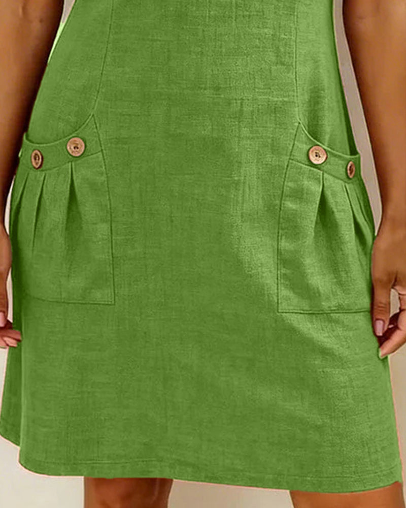 Dariae - Vestido de corte A de mezcla de lino