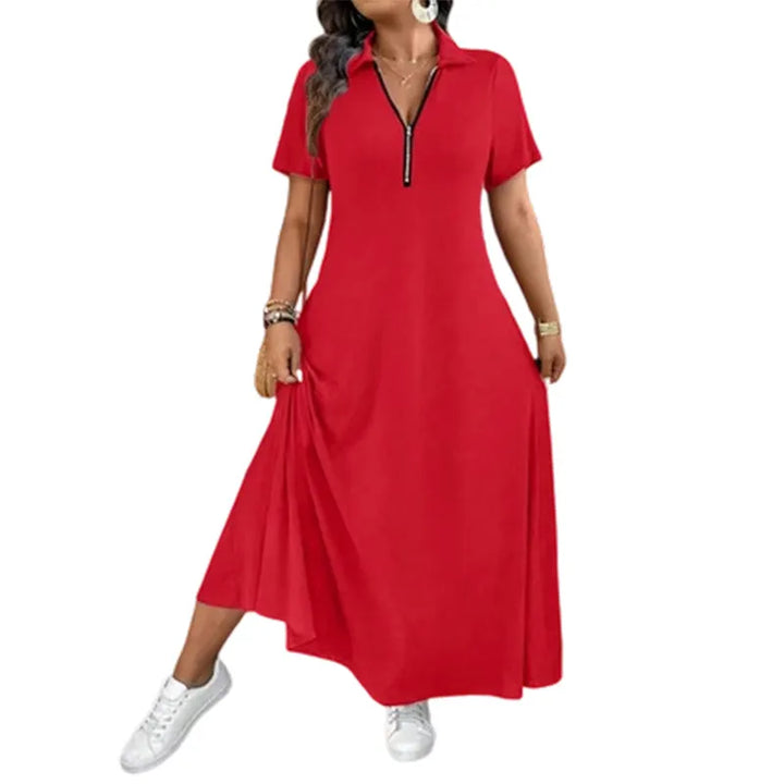 Primelle - Vestido maxi de cuello con cierre, de tacto suave