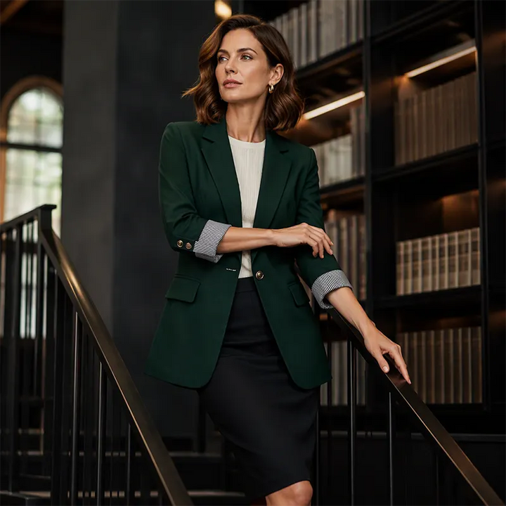 Celenya - Blazer clásico con mangas arremangadas
