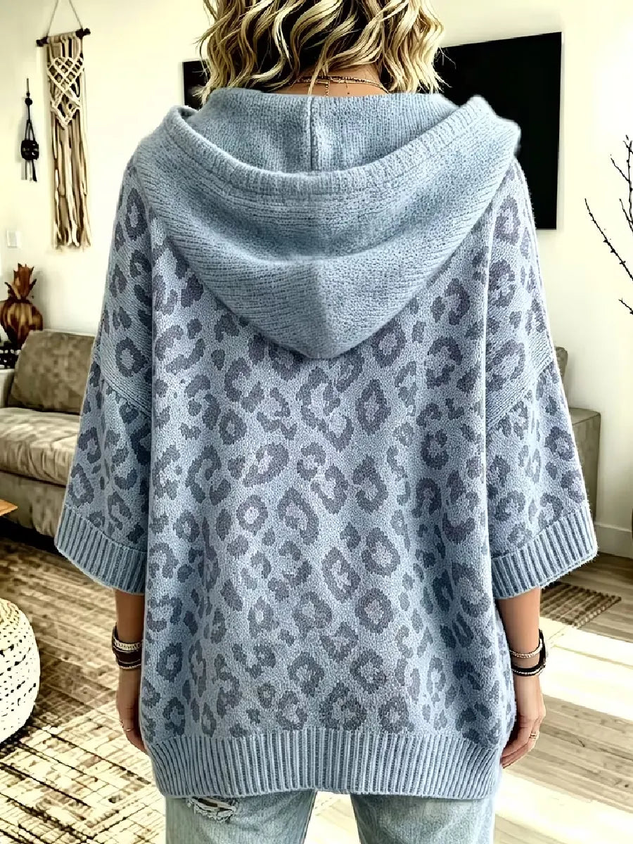 Jocasta - Suéter de punto con estampado de leopardo de corte oversize