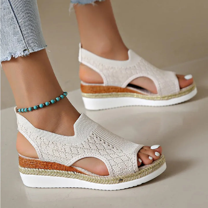 Orianne - Sandalias de cuña con punta abierta y transpirables