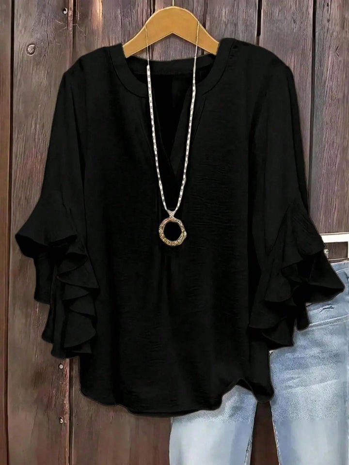 Norabelle - Blusa elegante con holanes en las mangas