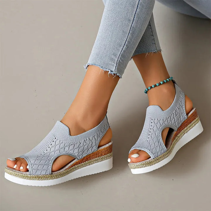 Orianne - Sandalias de cuña con punta abierta y transpirables