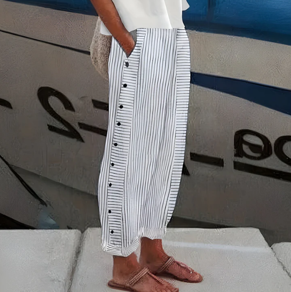 Yareli - Pantalón de pierna ancha a rayas