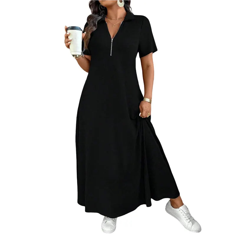 Primelle - Vestido maxi de cuello con cierre, de tacto suave
