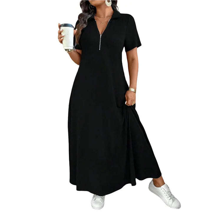 Primelle - Vestido maxi de cuello con cierre, de tacto suave