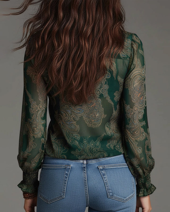 Norina - Blusa con escote en V de tacto suave