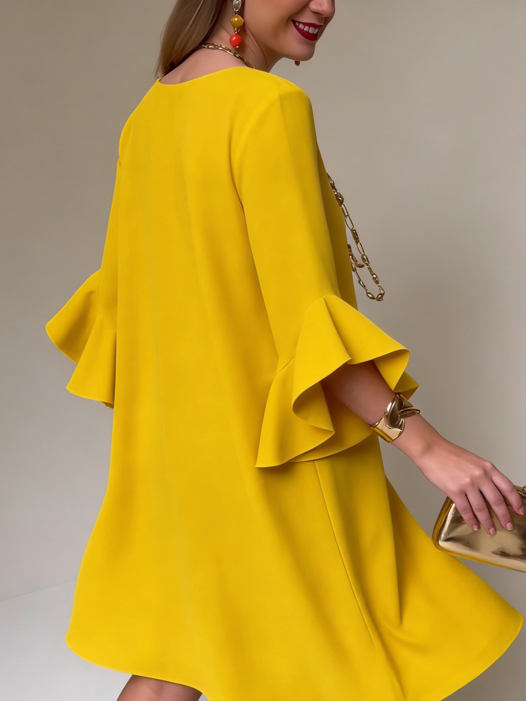 Hilaria - Minivestido con olanes en las mangas