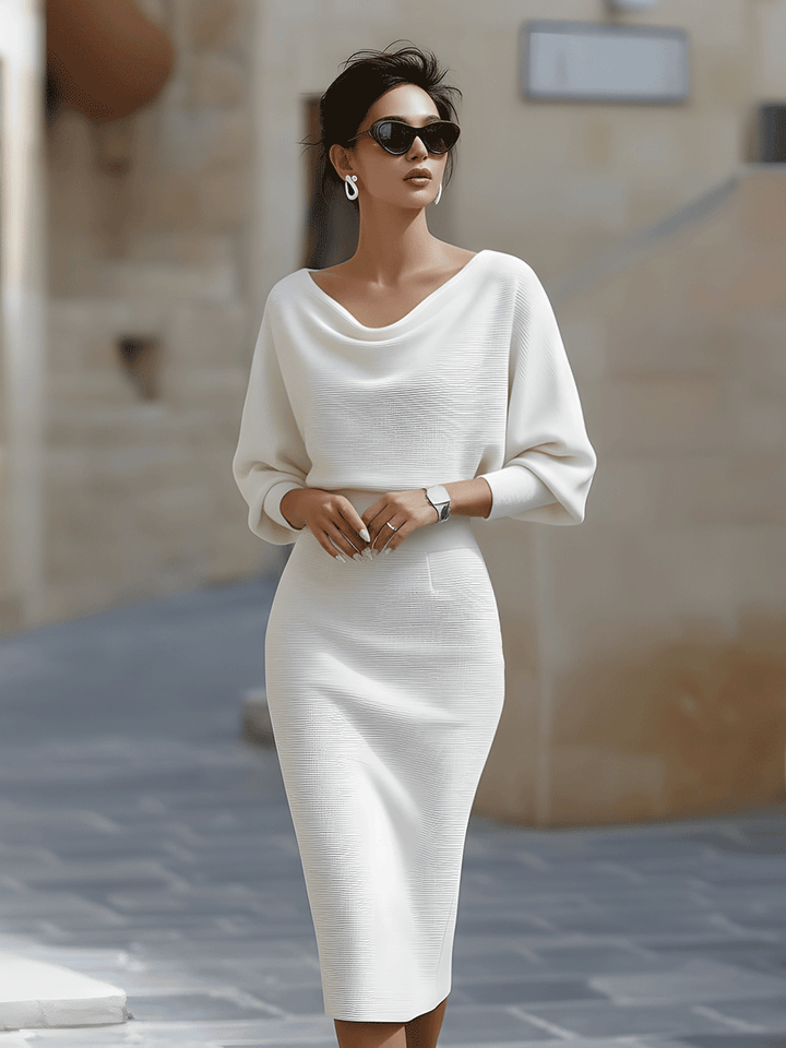 Avalon - Vestido midi de manga murciélago con tacto suave