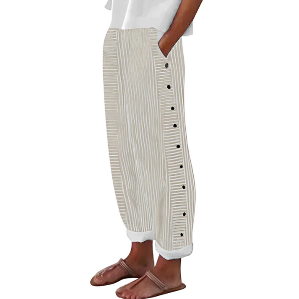 Yareli - Pantalón de pierna ancha a rayas