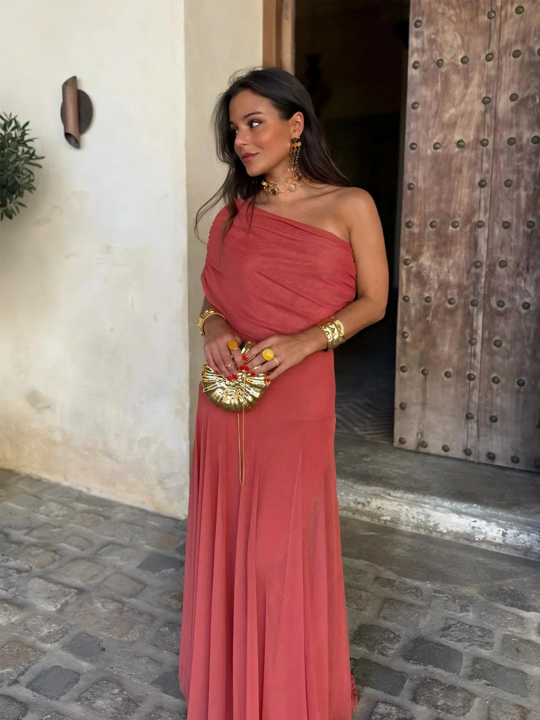 Briallen - Vestido con escote bardot de tacto suave