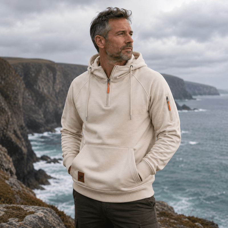 Sterling - Sudadera con medio cierre suave al tacto